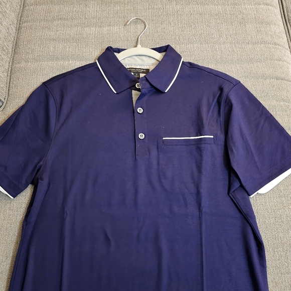 Banana Republic Blue Purple Casual Luxury Touch Polo Shirt Size Small - Picture 5 of 6
